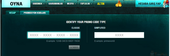 Prime World Kahraman ve Yetenek Promosyon Kodu