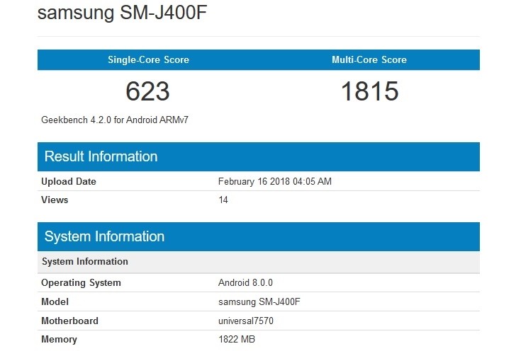 Samsung Galaxy J4 Benchmark Testinde Görüldü 1 Samsung Galaxy J4 Benchmark Testinde Görüldü