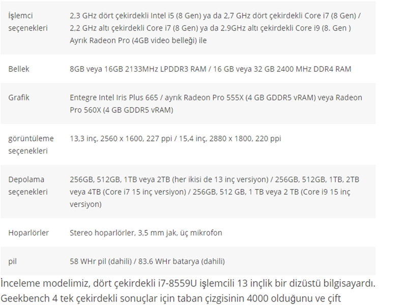 2018 Yeni MacBook Pro'nun Özellikleri Neler?
