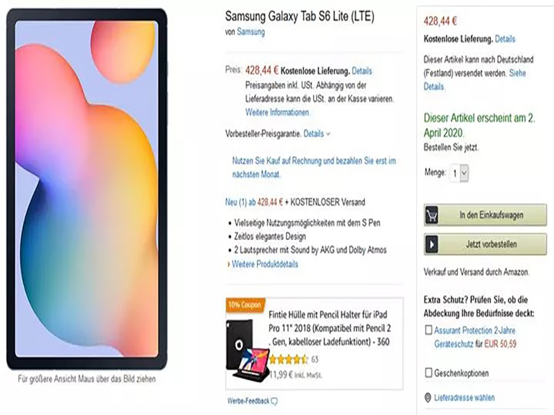 Samsung Galaxy Tab S6 Lite Amazon Üzerinde Görüldü 1 Samsung Galaxy Tab S6 Lite Amazon Üzerinde Görüldü