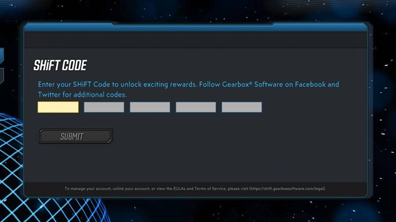 Borderlands 3 Shift, Golden Key Kodları