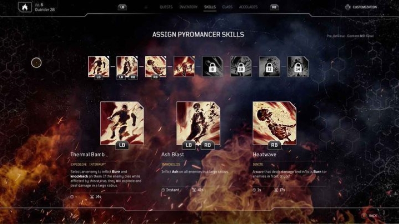 Outriders: Pyromancer Detaylı Karakter Rehberi