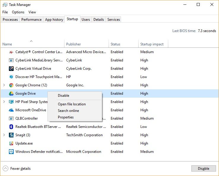 windows 10 açılış hızlandırma