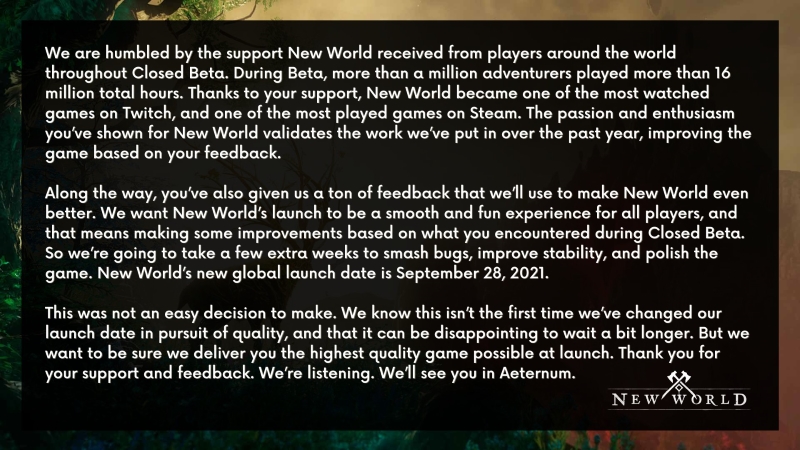 Yok Artık: New World Yine Ertelendi! 1 new world