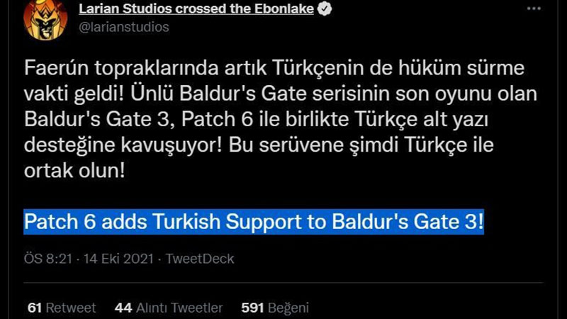 Baldur's Gate 3 Oyunu Türkçe Oldu 1 Baldur's Gate 3 Oyunu Türkçe