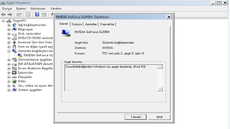 Kod 43 Hatası (Windows Bu Aygıtı Durdurdu) Çözümü 1 Kod 43 Hatası