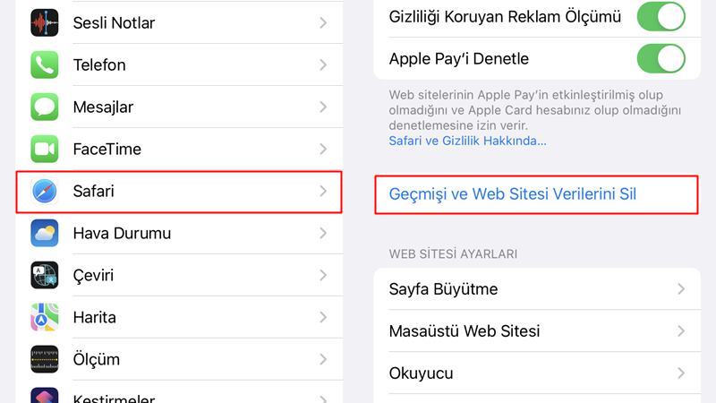 iphone önbellek temizleme