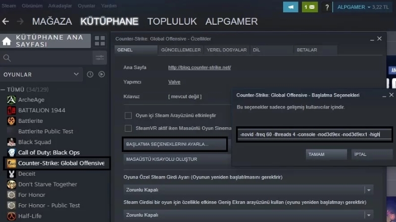 CS GO Başlatma Seçenekleri Rehberi 2022 1 CS GO Başlatma Seçenekleri
