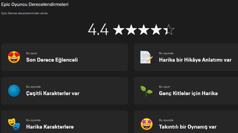 Epic Games Store'a Oyun Derecelendirme Eklendi 1 Epic Games Store