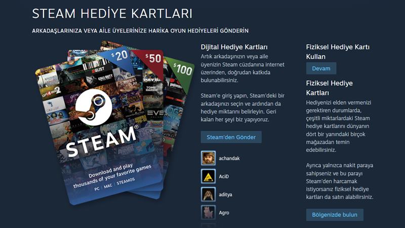 Steam Dijital Hediye Kartı Nasıl Gönderilir ve Alınır? 1 Steam Dijital Hediye Kartı