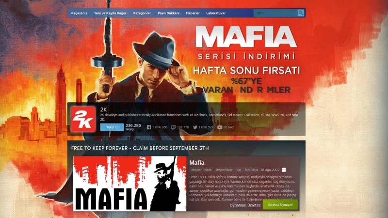 Mafia Oyunları Steam'de İndirime Girdi