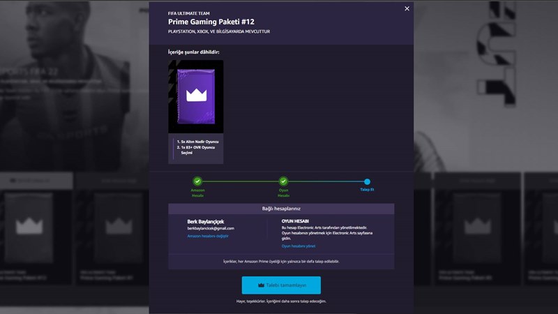 Prime Gaming FIFA 22 Ultimate Team Paketi (Ekim 2022) 1 Amazon Prime Gaming FIFA 22
