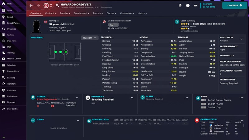 Football Manager 2023'teki En İyi Serbest Oyuncular 11 Havard Nordtveit fm