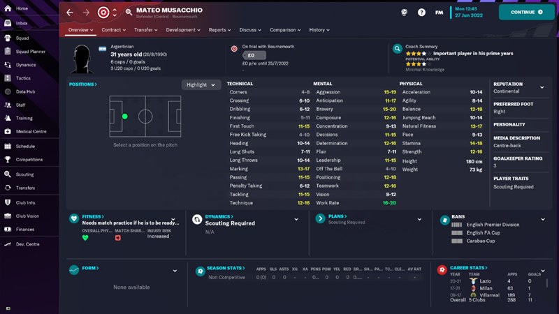Football Manager 2023'teki En İyi Serbest Oyuncular 7 Mateo Musacchio