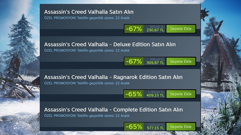 Assassin's Creed Valhalla, İndirimli Fiyatıyla Steam'e Geldi 1 Assassin's Creed Valhalla steam
