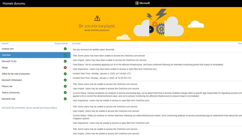 Microsoft OneDrive Çöktü Mü? (Güncel Durum) 1 OneDrive çöktü mü