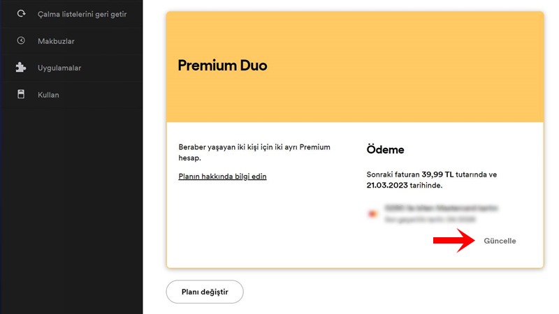 Spotify Ödeme Yöntemi Değiştirme