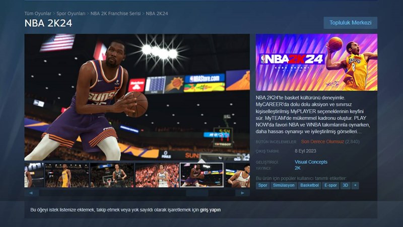 1.150 TL'ye Satılan NBA 2K24 Steam'de Yerden Yere Vuruldu 1 nba 2k24 steam