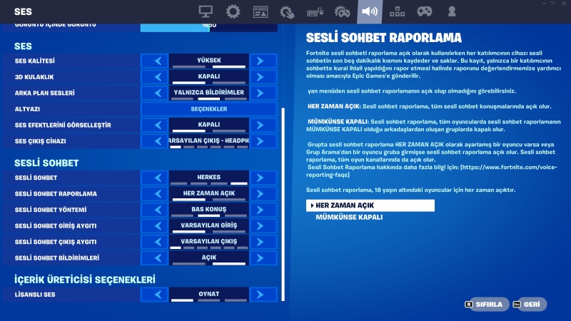 Fortnite'a Sesli Sohbet Raporlama Özelliği Geldi