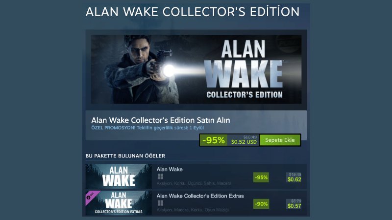Efsane Oyunun Koleksiyon Sürümü Steam'de 1 Doların Altına Düştü! 1 alan wake steam indirim